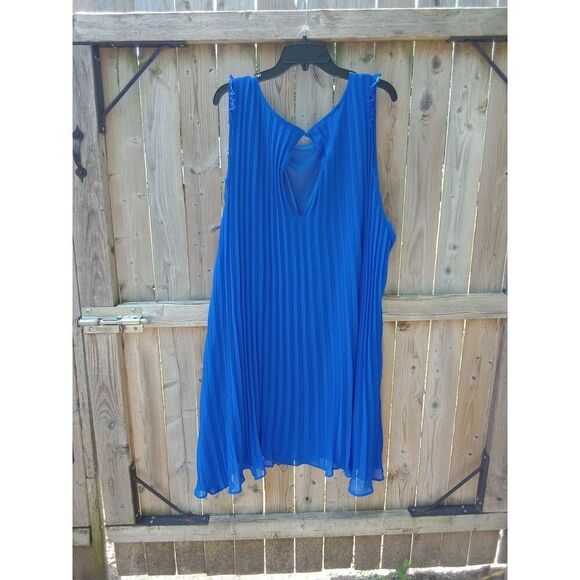 Torrid Sylvia Mollie Skater Mini Dress Chiffon Pleated Royal Blue 5X #15952641 - Picture 8 of 9